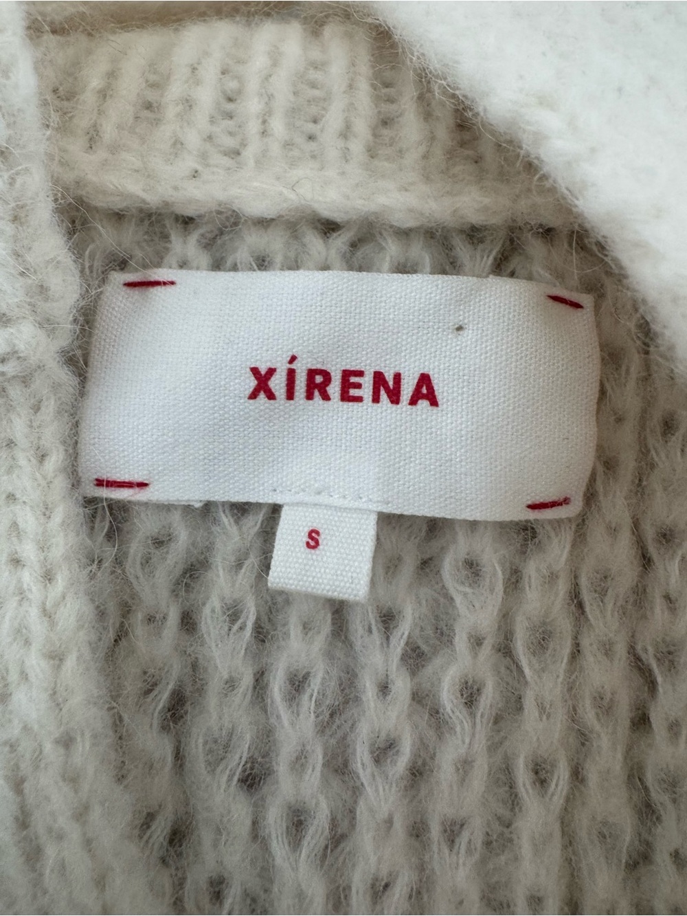 Xirena Ally Open Knit Pullover Sweater Cream Collared V-Neck Alpaca Wool Small - Picture 10 of 11